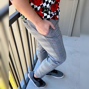 Grey Plaid Pants